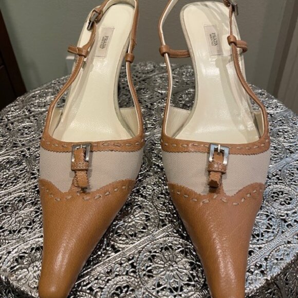 Prada Slingback Kitten Heel Pointed Toe 36.5 EU - Picture 2 of 9